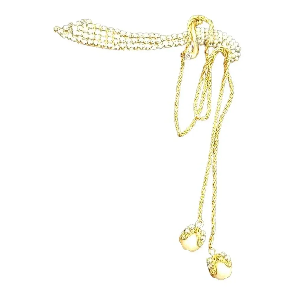 Miriam Haskell Seed Bead Pearl Clear Rhinestone Cutlass Sword Brooch